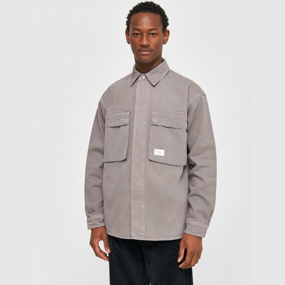 Knowledge Cotton Apparel Twill loose Fit Overshirts Sharkskin