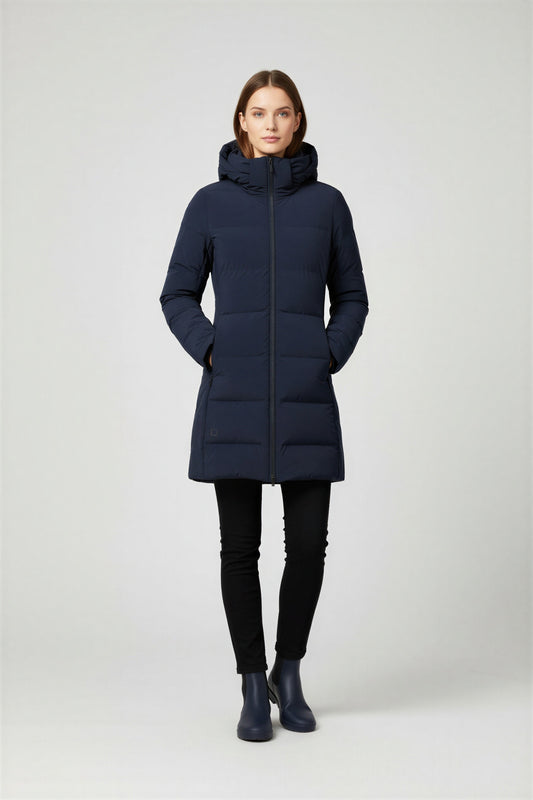 UBR W Enigma Down Parka Navy - simple full front