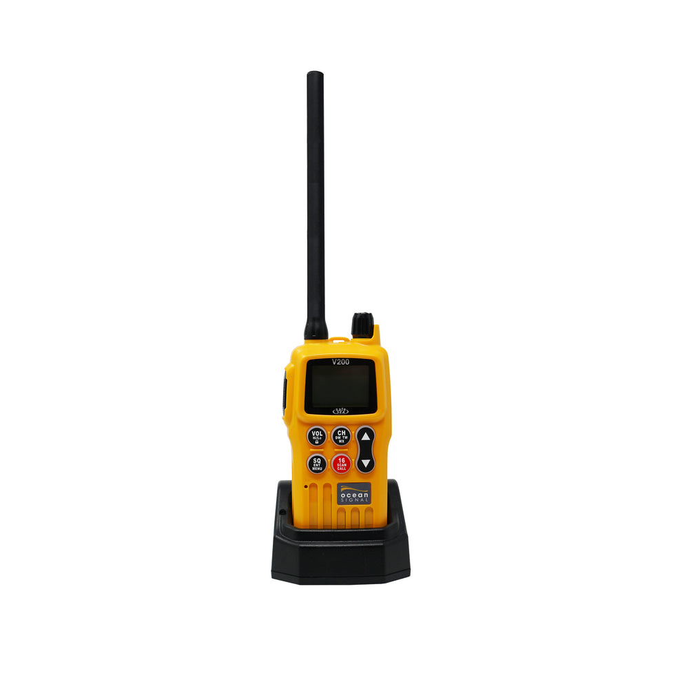 Ocean Signal safeSEA V200 GMDSS Håndholdt VHF Radio m. primært & opladeligt batteri + Oplader (722S-04676)