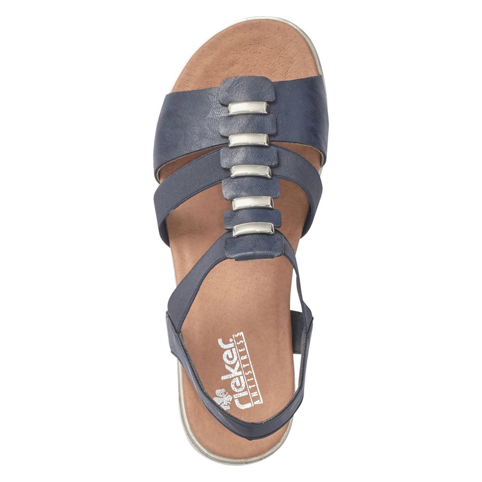 Rieker W Sandal m Sølvdetaljer Blå