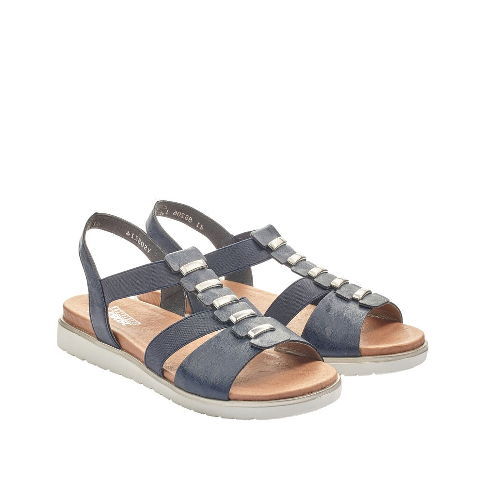 Rieker W Sandal m Sølvdetaljer Blå