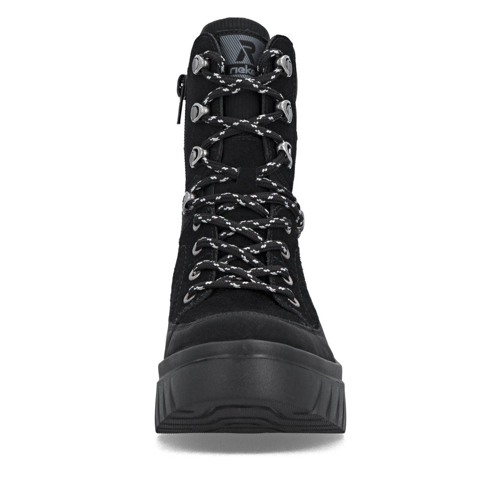 Rieker W Snørestøvle med Lynlås Sort
