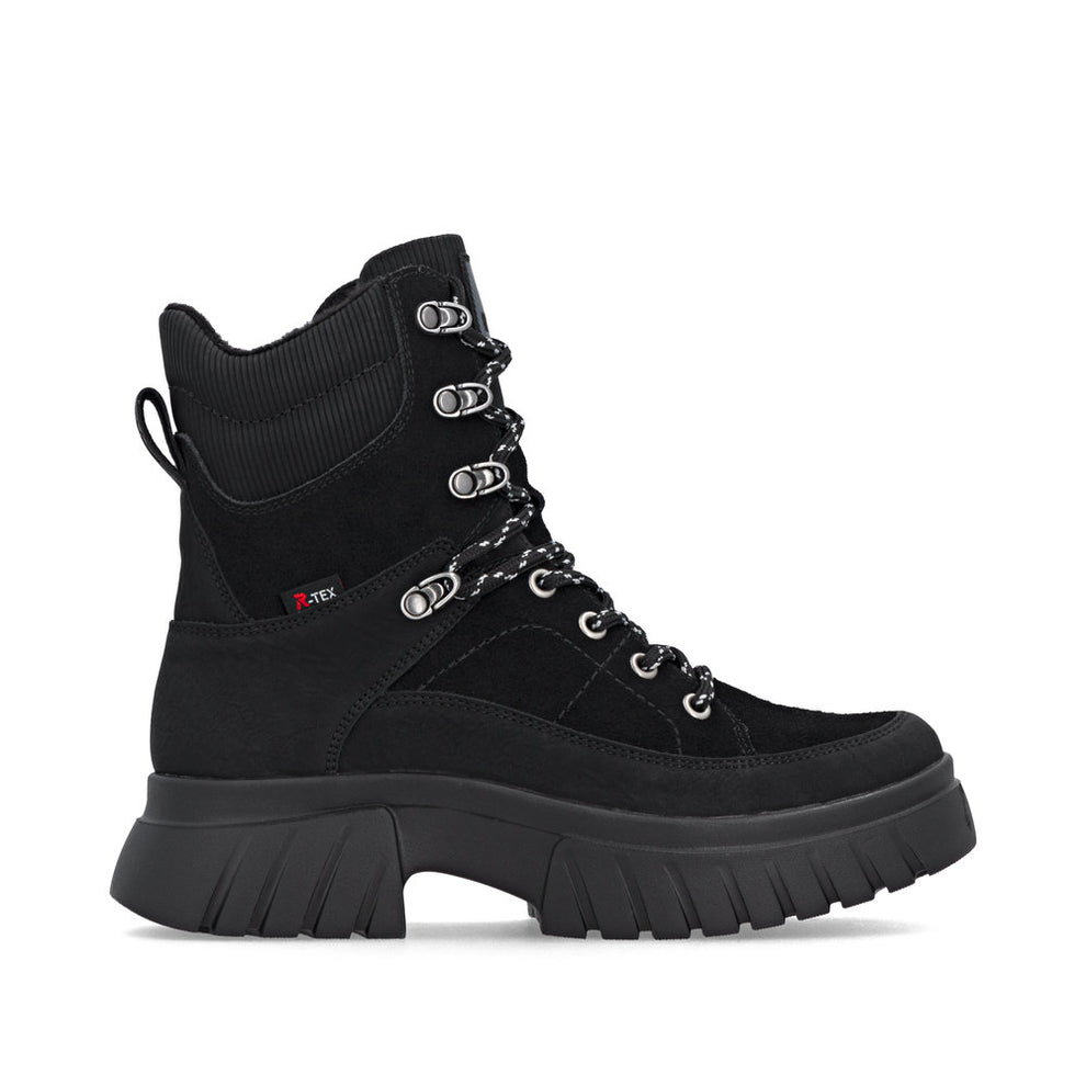 Rieker W Snørestøvle med Lynlås Sort