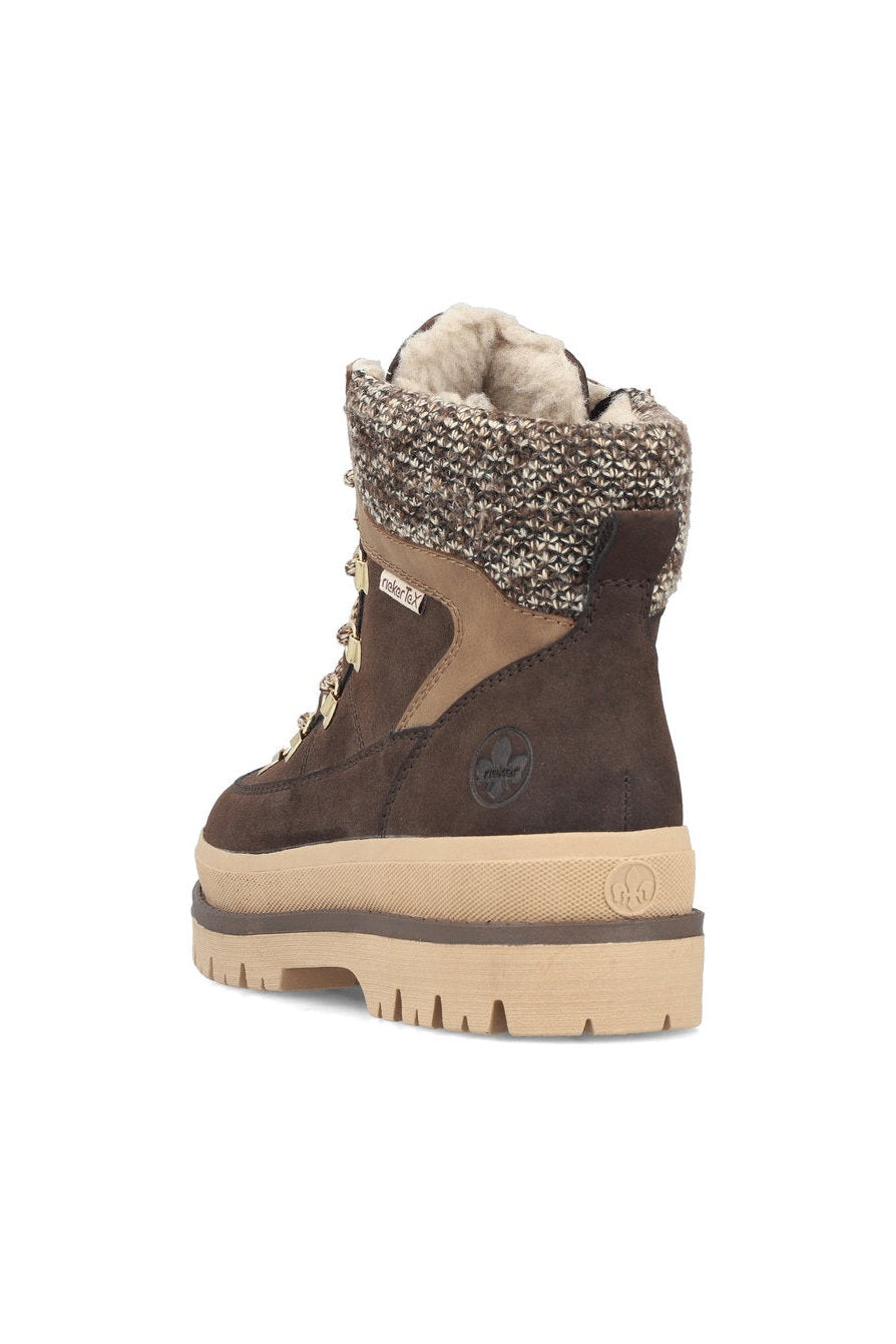 Rieker W Synthetic Lace Boot Brown - Y6210-25