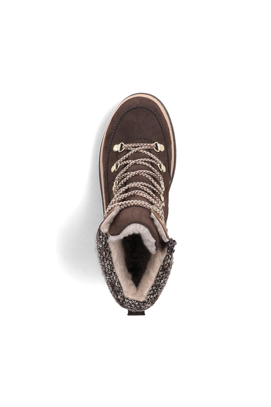 Rieker W Synthetic Lace Boot Brown - Y6210-25