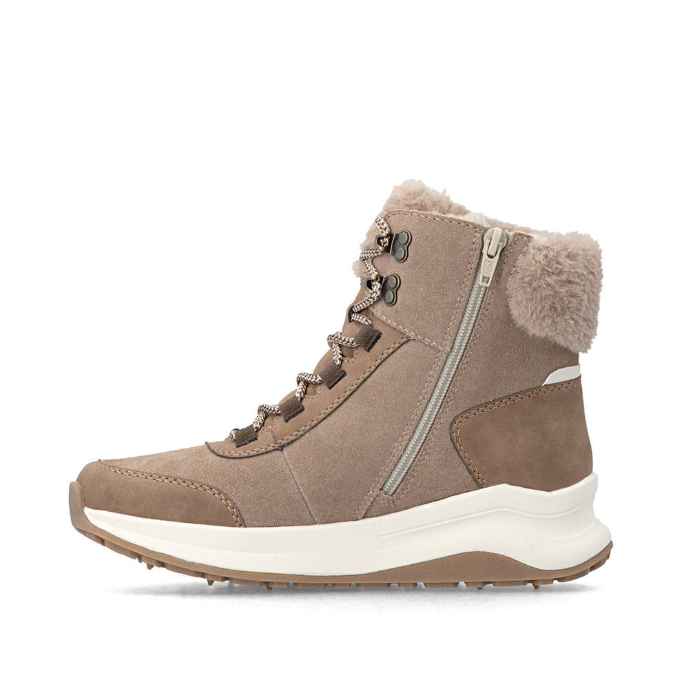 Rieker W Suede Leather Lace Boot Beige - Z0902-64