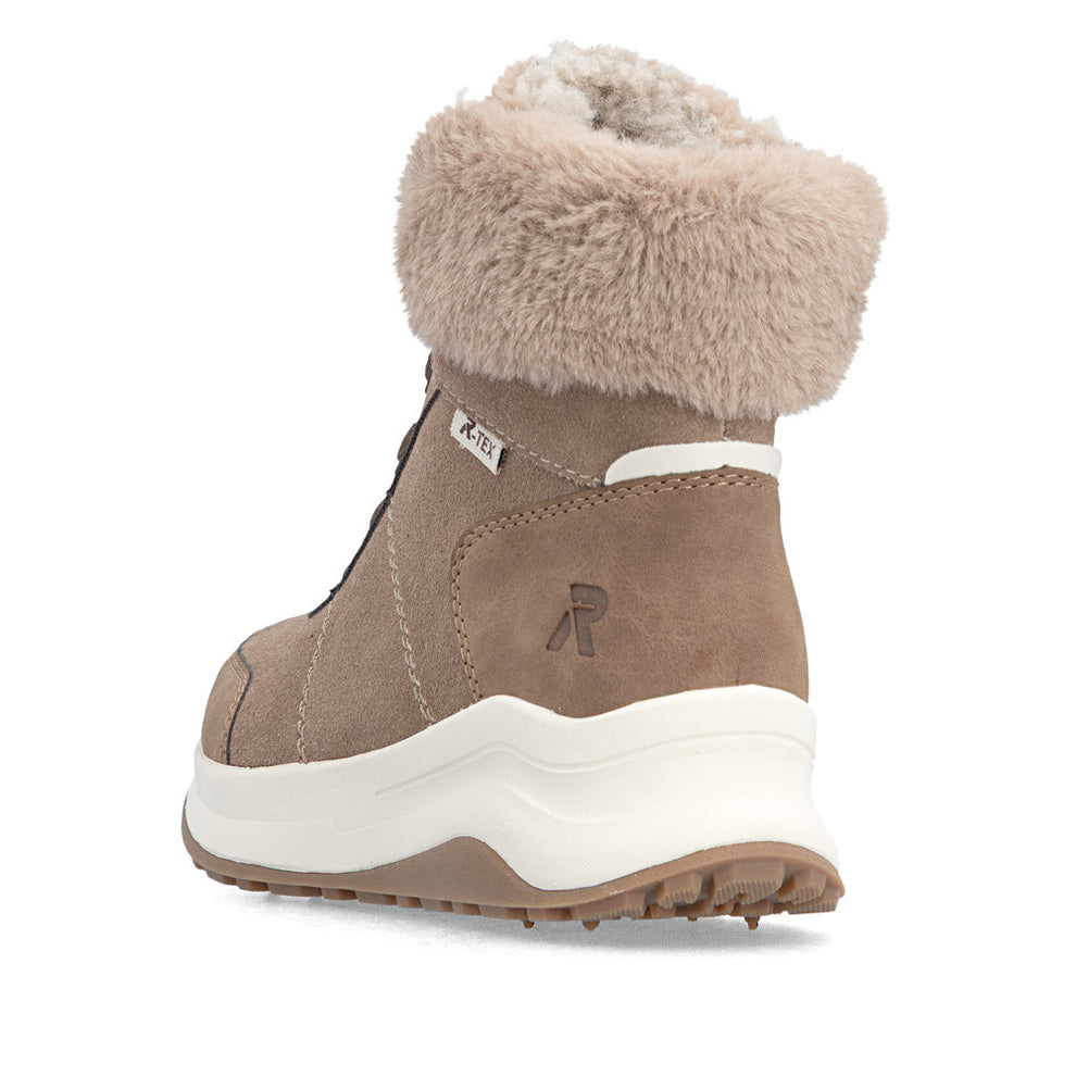 Rieker W Suede Leather Lace Boot Beige - Z0902-64