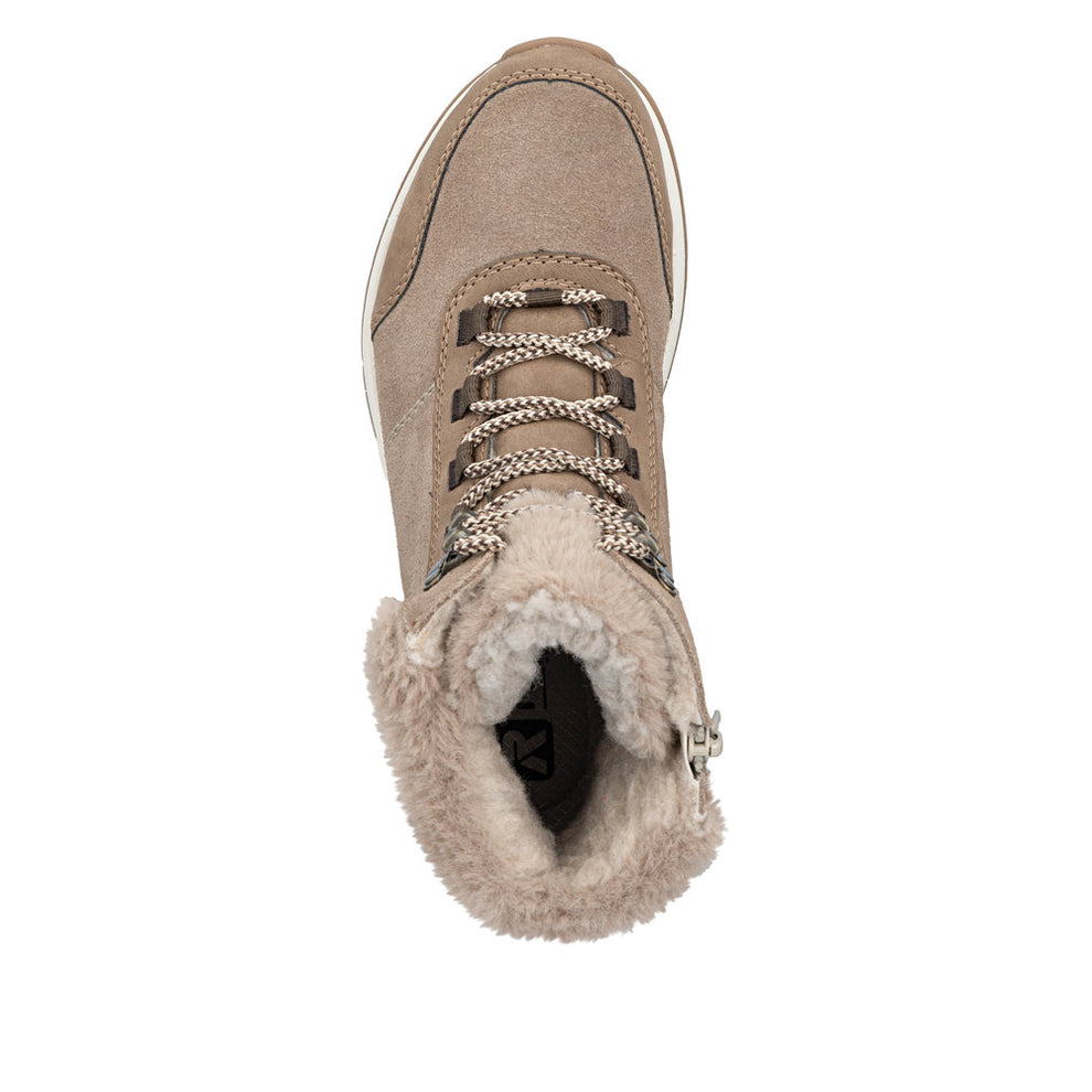 Rieker W Suede Leather Lace Boot Beige - Z0902-64