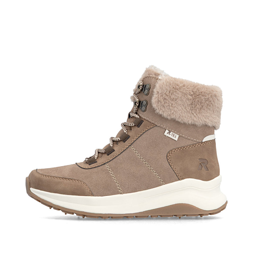 Rieker W Suede Leather Lace Boot Beige - Z0902-64