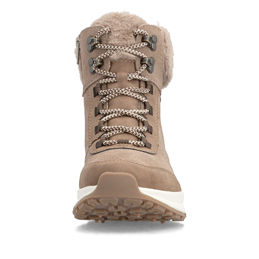 Rieker W Suede Leather Lace Boot Beige - Z0902-64