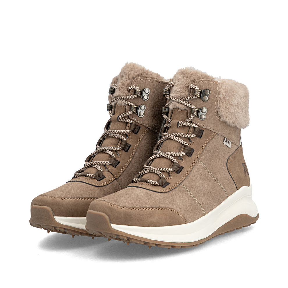 Rieker W Suede Leather Lace Boot Beige - Z0902-64