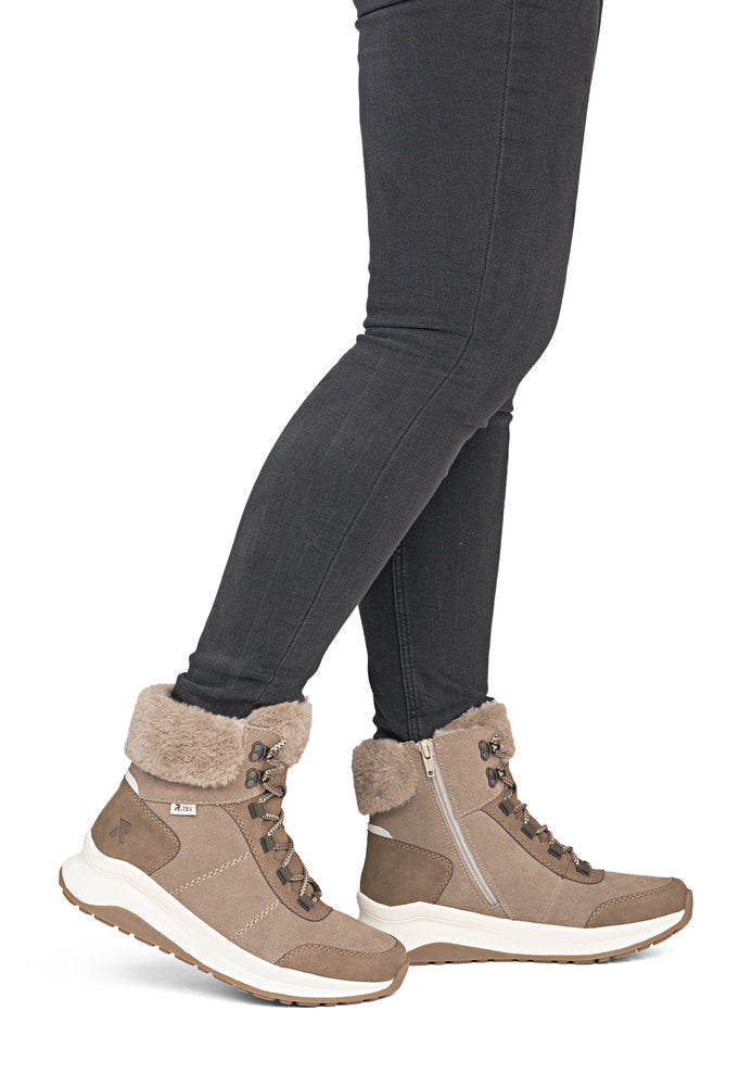 Rieker W Suede Leather Lace Boot Beige - Z0902-64