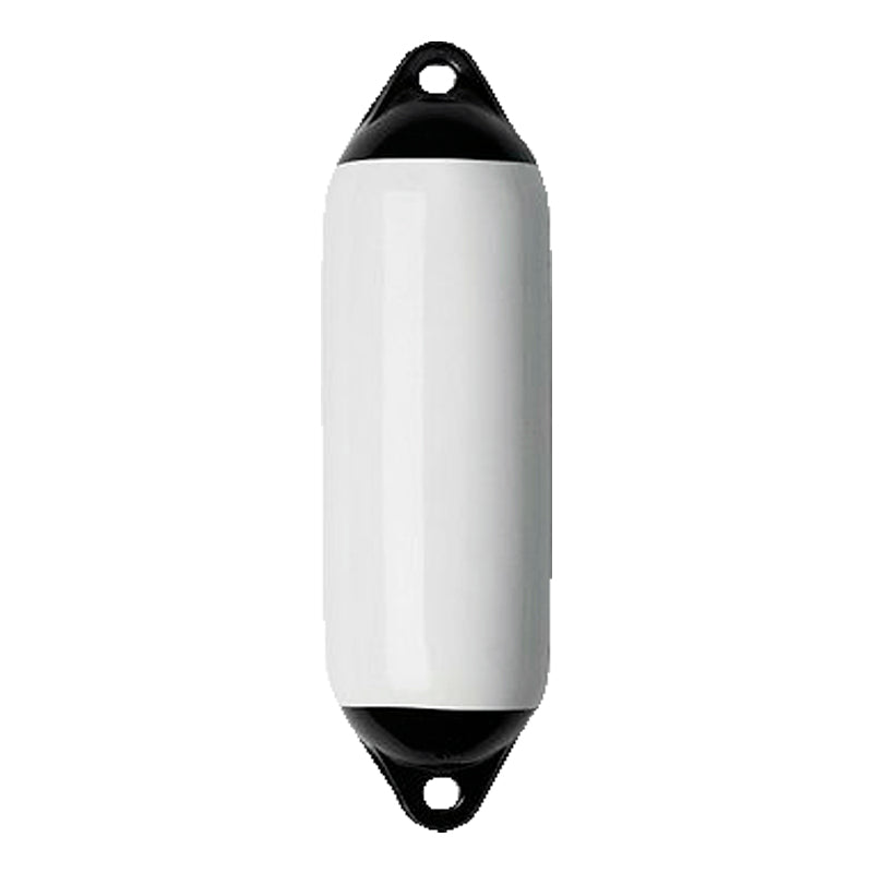 Polyform Fender lang "F" hvid med blå/sort top