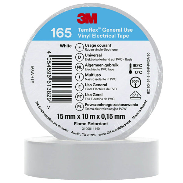 3M isolerbånd 165 15mm, hvid