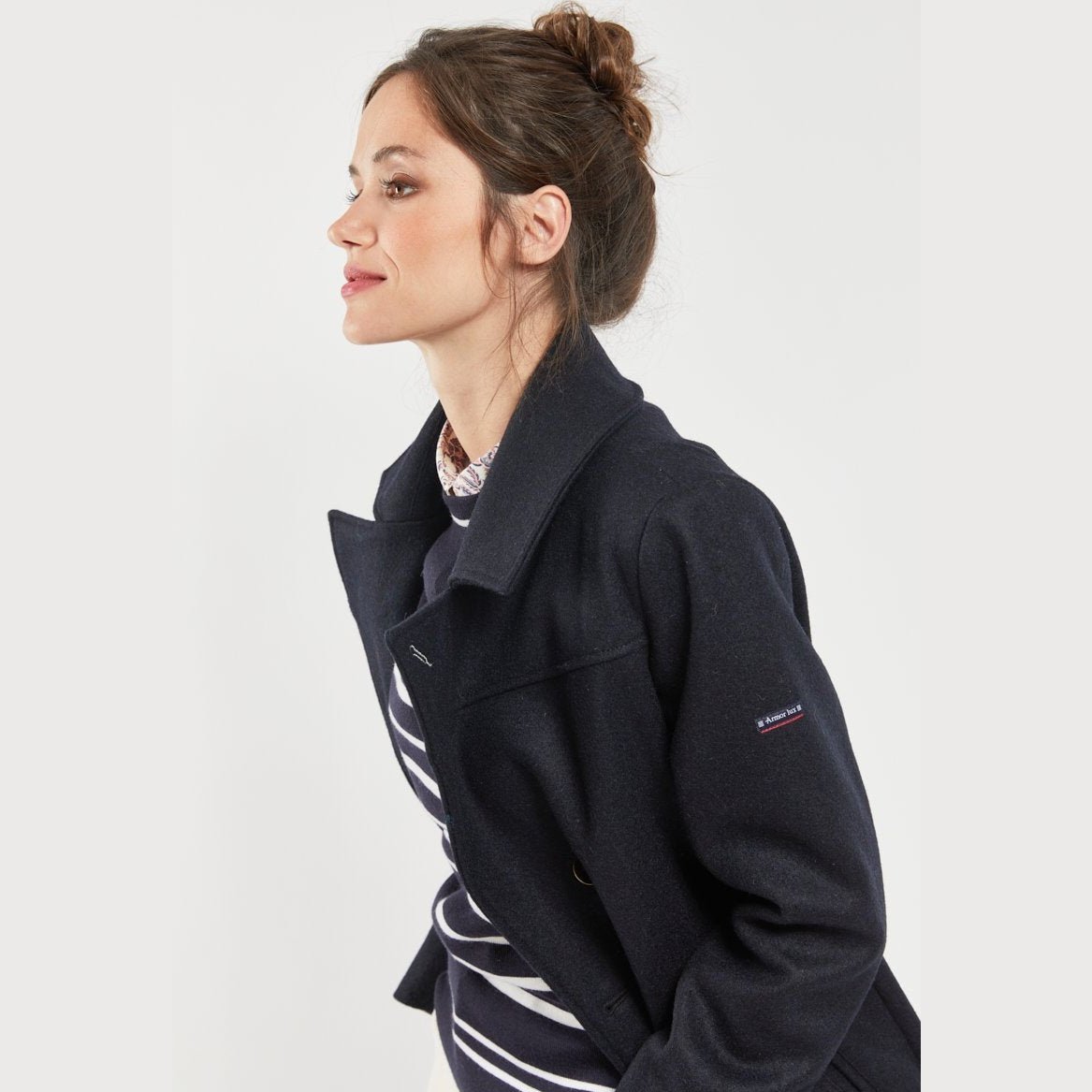 Armor Lux Caban Bicolore Fort Cicogna Uomo | Cappotto Blu Navire/Aluminio, Taglia M, Qualità Made In France Dal 1938