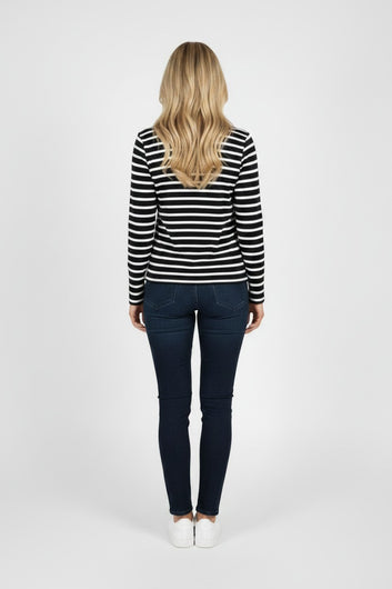 Cap Matin W Langærmet Maritim T-shirt - Navy/Hvid