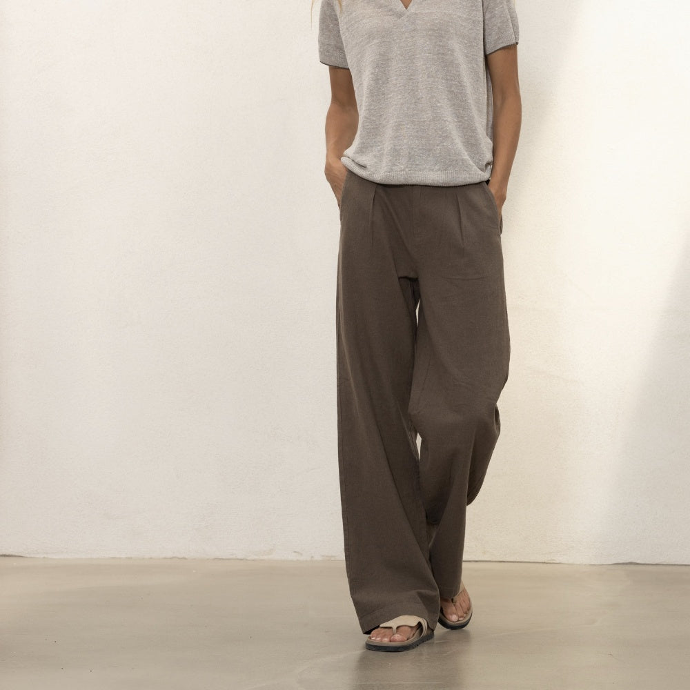 Blue Sportswear Deleste Cot/Lin Trousers Bark
