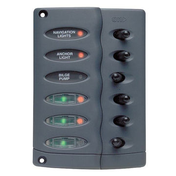 BEP Stænktæt el-panel med 6 kontakter, 12/24V