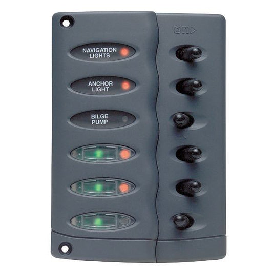 BEP Stænktæt el-panel med 6 kontakter, 12/24V