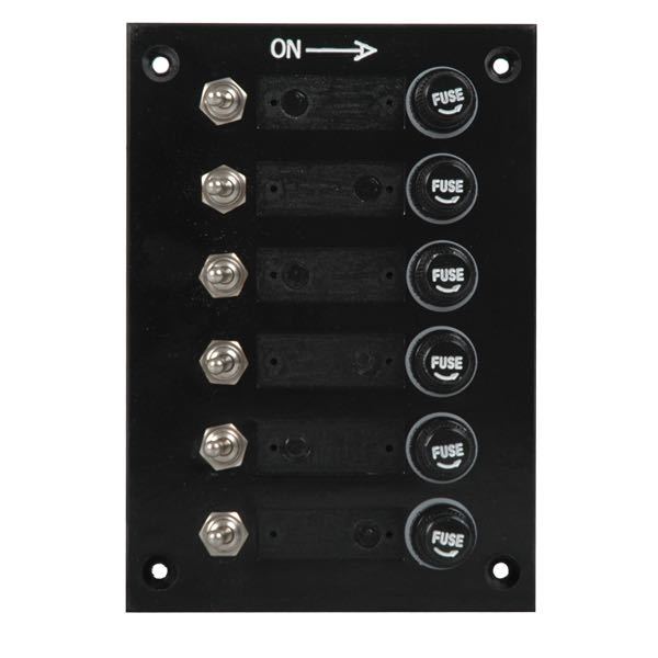 El-panel med 6 kontakter til 12V
