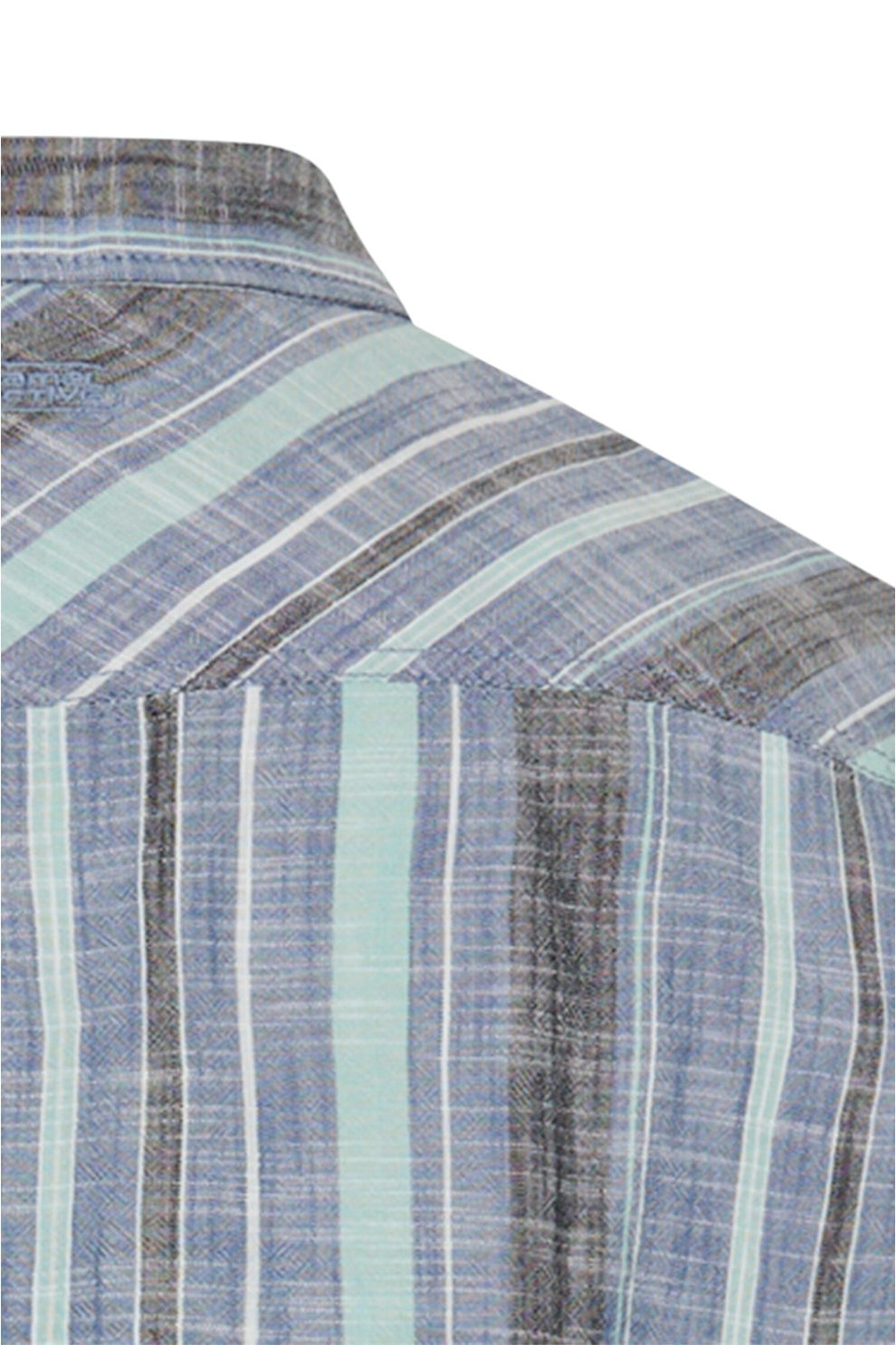 Camel Active M Shirt 1/2 Sleeves Blue Green Stripe
