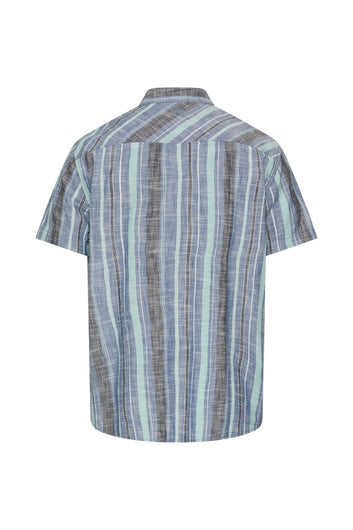 Camel Active M Shirt 1/2 Sleeves Blue Green Stripe