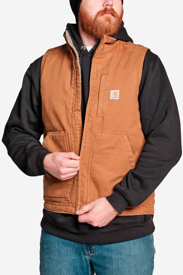 Carhartt A Washed Duck Sherpa-Lined Vest Brun