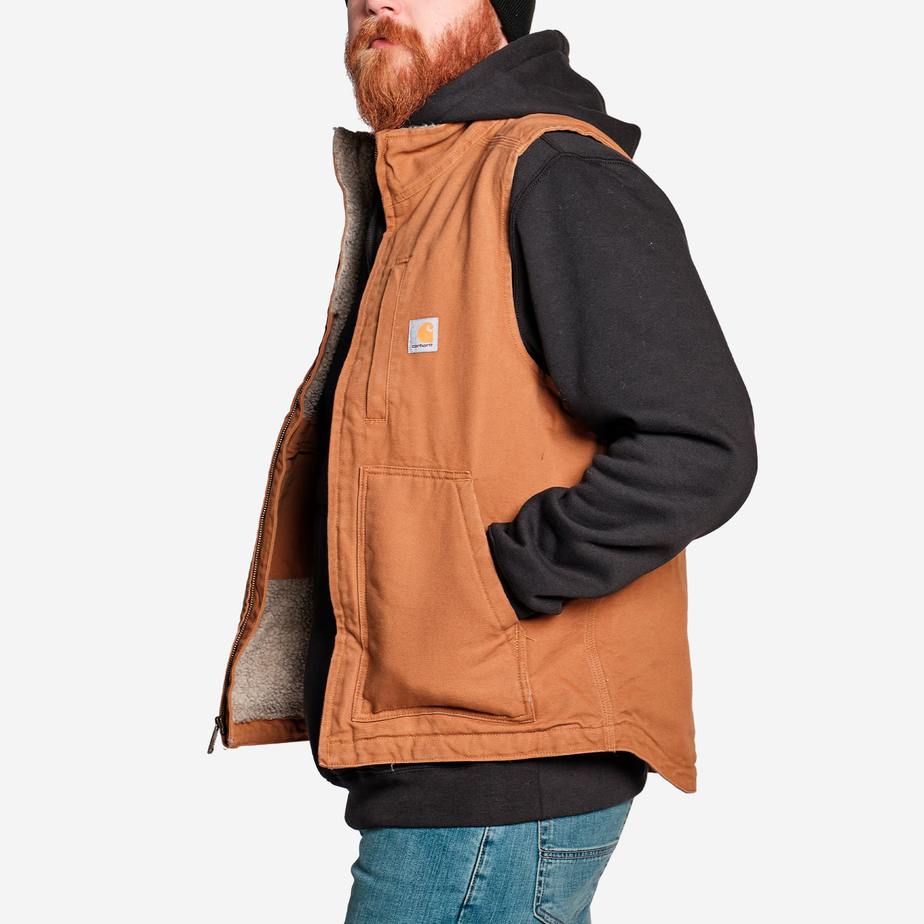 Carhartt A Washed Duck Sherpa-Lined Vest Brun