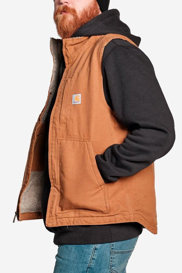 Carhartt A Washed Duck Sherpa-Lined Vest Brun