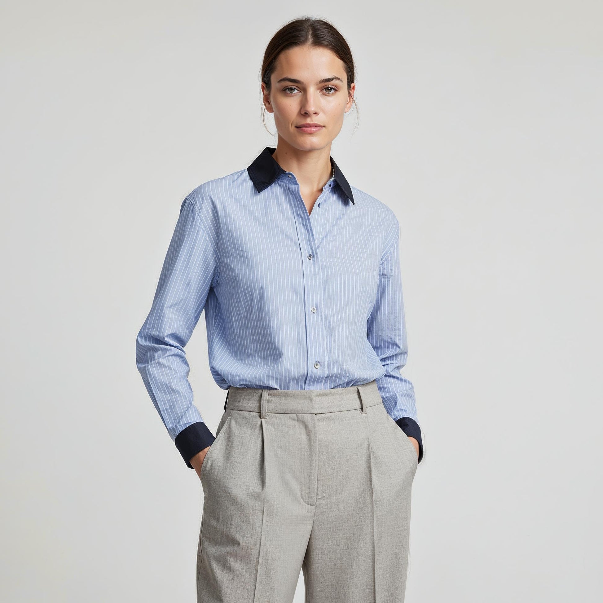 Co'Couture W Nelson Sripe Shirt Pale Blue Front