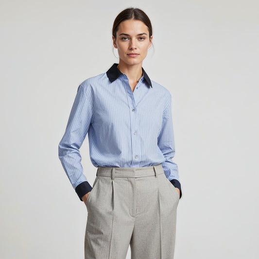 Co'Couture W Nelson Sripe Shirt Pale Blue