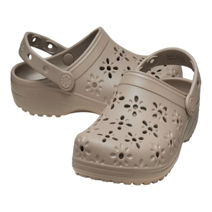 Crocs Floral Cut Out Clog Taupe