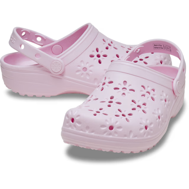 Crocs W Classic Floral Cut Out Clog Pink Milk