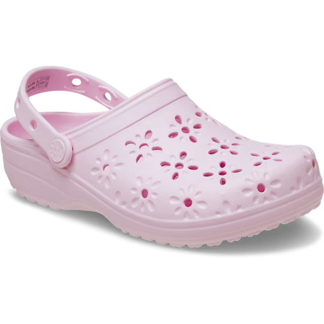 Crocs W Classic Floral Cut Out Clog Pink Milk