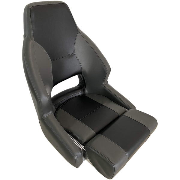 ESM RM52 Styrestol m/flip-up puf marinevinyl, mørkegrå/sort