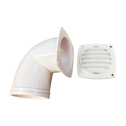 Ventilationsrist plast for slange vinklet
