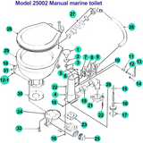 Diverse reservedele til manuelt marineworldtoilet