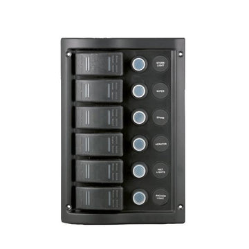El-panel stænktæt med automatsikring og 6 kontakter, 12V