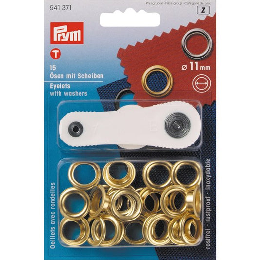 Prym messingøjer Ø11mm, 15 stk