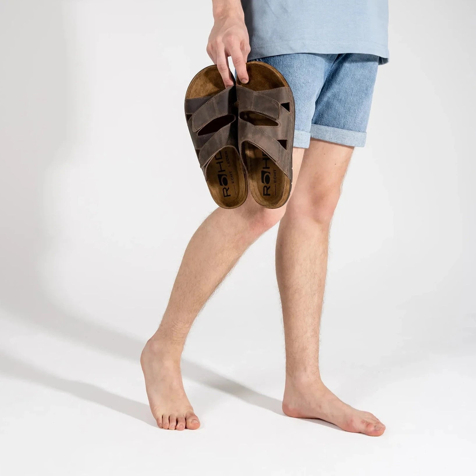 Rohde M Læder Sandal med Velcroremme Mocca