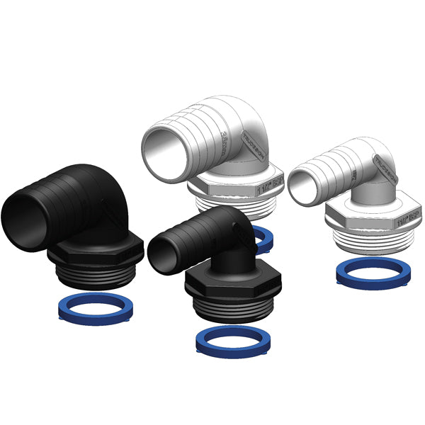 Trudesign Aquavalve slangestuds hvid 90° 1 1/2" 38mm