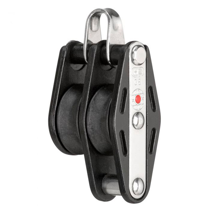 Blok fiber 2-sk. m/bøjle, hundsvot & kuglelejer