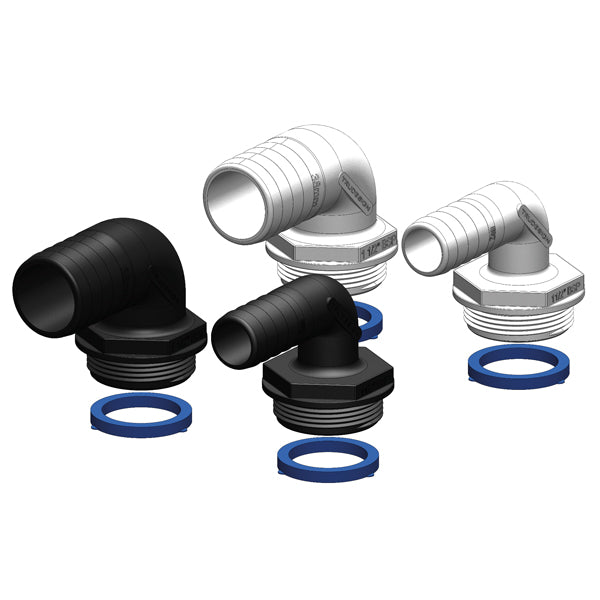 Trudesign Aquavalve slangestuds hvid 90° 1 1/2" 38mm
