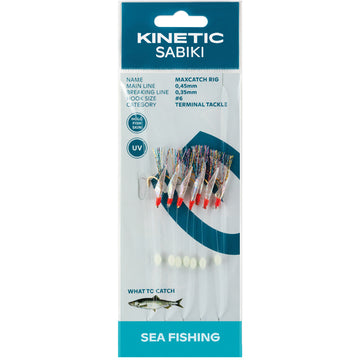Kinetic Sabiki maxcatch sildeforfang, 7stk Fishskin multi