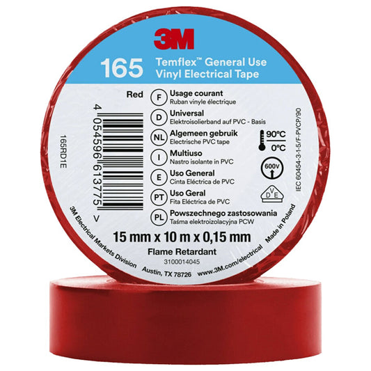 3M isolerbånd 165 15mm, rød