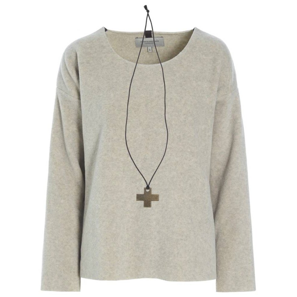 Henriette Steffensen W Bluse Med Rund Hals Sand