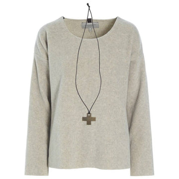 Henriette Steffensen W Bluse Med Rund Hals Sand