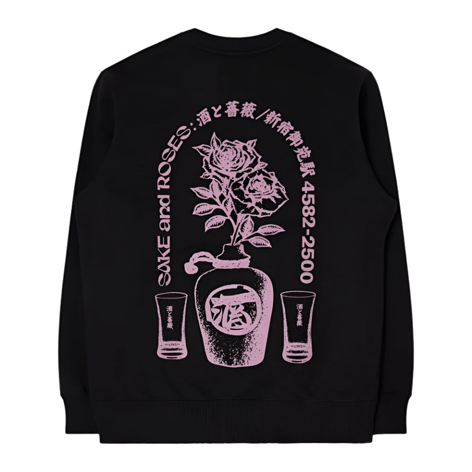 EDWIN U Sake and Roses Sweat Black Ornament Wash