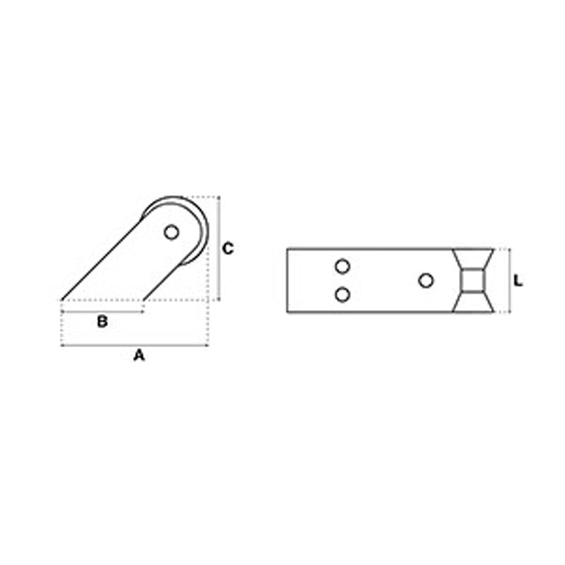 Ankerrulle Rustfri, 155 x 51 mm