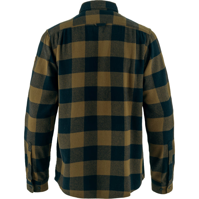 Fjällräven M Övik Heavy Flannel Shirt Wood Brown Dark Navy